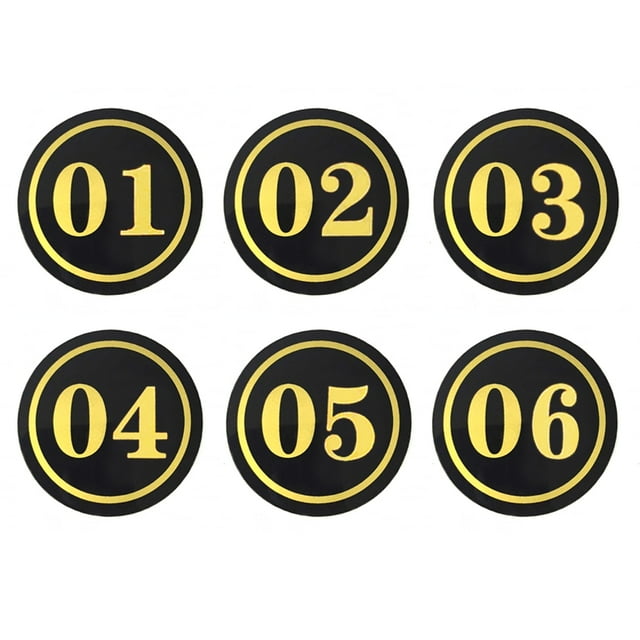(Pack of 20) Aspire Acrylic Round Numbers Sign, Number Tag, Self-Adhesive, 2.35" Diameter
