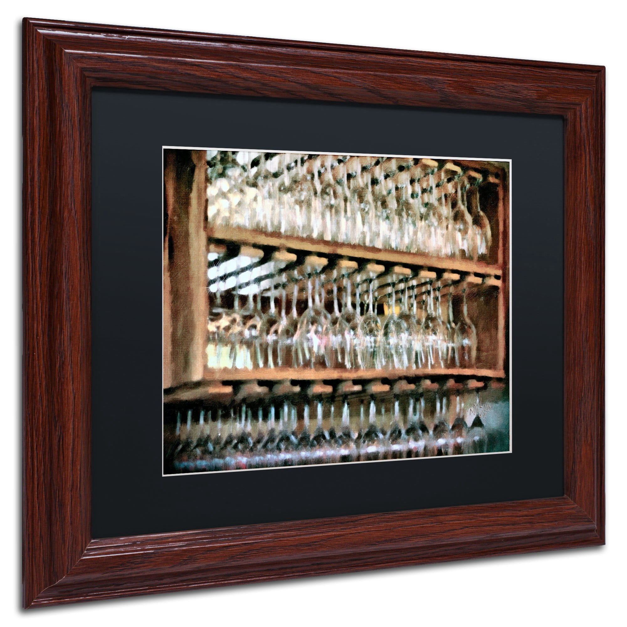 Trademark Fine Art "Drinks on the House" Canvas Art by Lois Bryan, Black Mat, Wood Frame