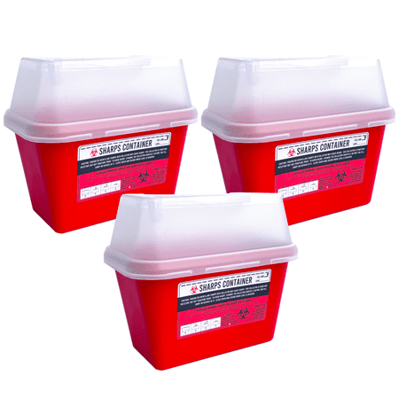 Sharps Container for Professional and Home Use - 2 Quart / 2 Liter Small Size Sharp Container Needle Disposal Containers for Needles Pack of 3