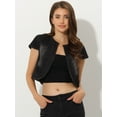 thumbnail image 2 of DARING DIVA Women's Crop Denim Cardigan Cap Sleeve Jean Jacket S Black, 2 of 6