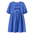 thumbnail image 3 of SHenli Girls Dresses Bowknot Puff Sleeve Skirt Crewneck Short Sleeve Dress Soild Color Casual Sundress Skirts for 5-14 Years, 3 of 3