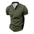 thumbnail image 4 of Beugl Mens Shirts Clearance, Men's Fashion Spring and Summer Buttons Casual Short Sleeve Lapel Neck Shirt Solid Color Tops Golf Shirts for Men, Polo Shirts for Men Green XXXL, 4 of 4
