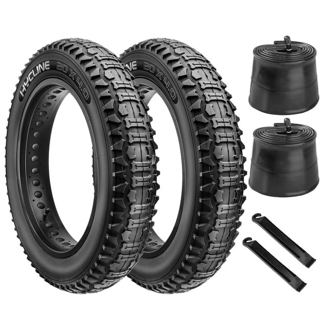 Juego de neumáticos Fat Bike Hycline de 20 x 4 pulgadas, paquete de 2 con tubos y palancas