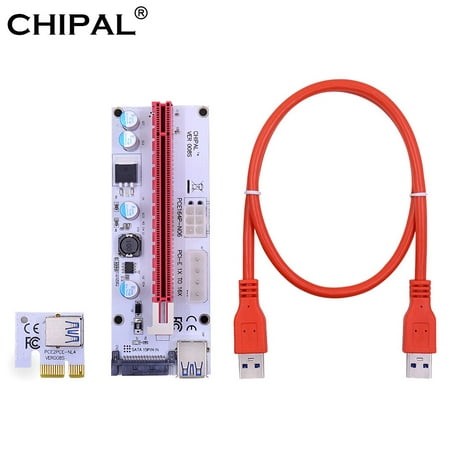 CHIPAL VER008S 60CM --Best Version-- PCI Express PCI-E Riser Card 008S PCI E PCIE 1X to 16X Adapter 4Pin 6Pin SATA Molex Power for Bitcoin (Best Way To Start Mining Bitcoins)