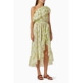 thumbnail image 3 of MISA Los Angeles LA Women's Midi Dress Rumi Blossom Printed Chiffon One Shoulder (X-Small, Honeydew Blossom), 3 of 6