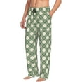 thumbnail image 2 of Xecao Daisy Plaid Green Men's Straight Lounge Pajama Pants: The Ultimate in Comfortable Sleepwear, 2 of 9