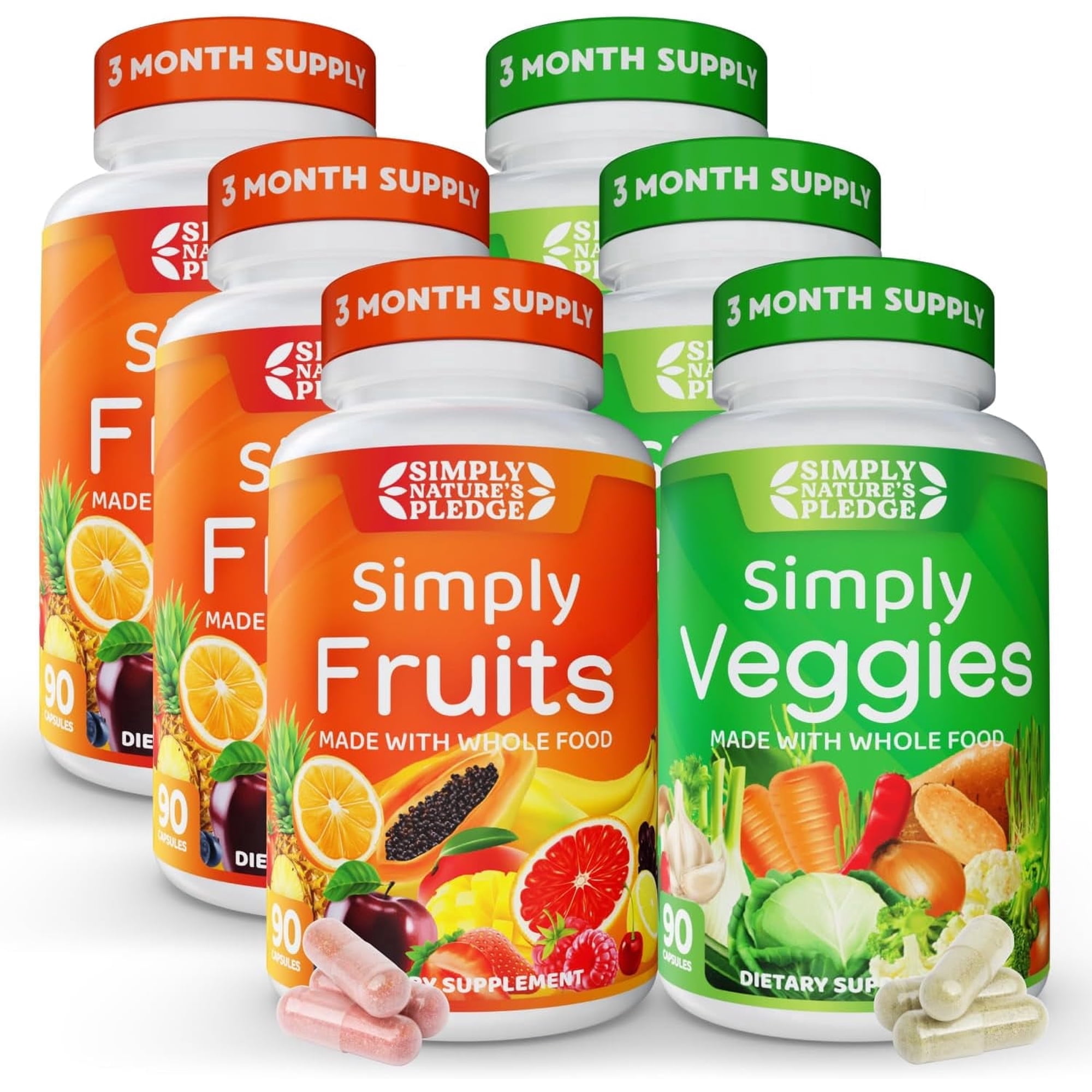 Simply Nature's Pledge Dietary Supplements with 42 Different Fruits & Vegetables Superfoods Soy-Free, Aloe Vera 540 Capsules 3 Month Supply
