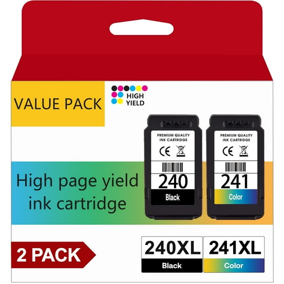 240XL Ink Cartridges for Canon Ink 240 and 241 Compatible for Canon 240XL and 241XL ink cartridge for Canon Pixma MG3620 ink cartridges(1 Black, 1 Tri-Color)