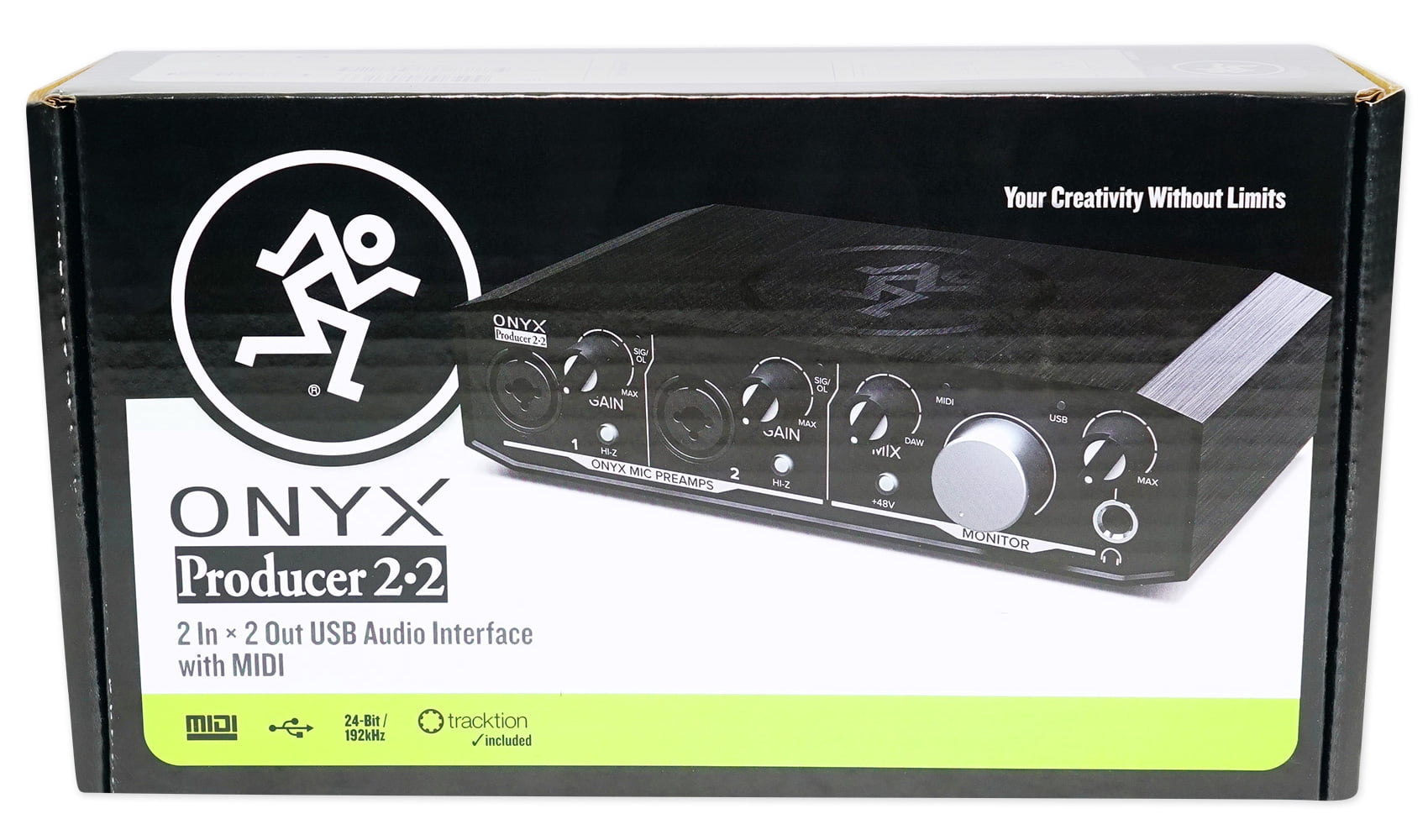 Mackie Onyx Producer 2.2 2x2 USB MIDI Recording Studio Interface+Mic+Cable+Mount