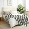 thumbnail image 4 of Queen Size Bed Blanket Stripe Black, Super Soft Warm Bedding Blankets Cozy Knit Fuzzy Plush Blankets for Bed, Living Room, Stripe Black, Queen 90"x90", 4 of 14