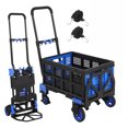 thumbnail image 1 of Diable Pliant avec Panier, Chariot Convertible 2-en-1 avec Roues, Camion Plateforme Capacité de 330 Lb avec Poignée Rétractable et Accessoires, Noir+bleu, 1 of 7