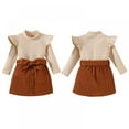 thumbnail image 4 of LOVEBAY Toddler Baby Girl Skirt Outfit Long Sleeve Ruffle Shirt Top Mini Skirt Set 2Pcs Kids Little Girl Clothes Fall Winter Outfit, 4 of 9