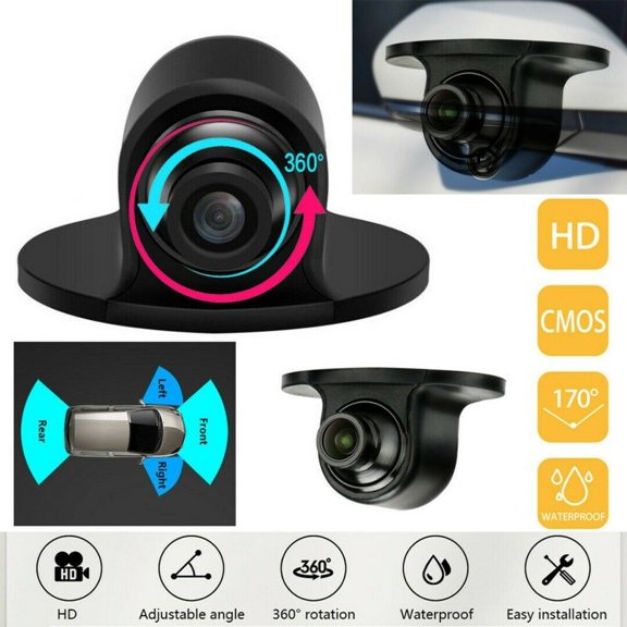 360° Car Front Side Reverse Camera Rearview Parking IR Waterproof