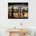 thumbnail image 2 of COMIO Black and White Brooklyn Bridge Wall Art New York Cityscape Skylines Canvas Painting Modern Picture Abstract City Artwork for Home Office Decoration, 2 of 4