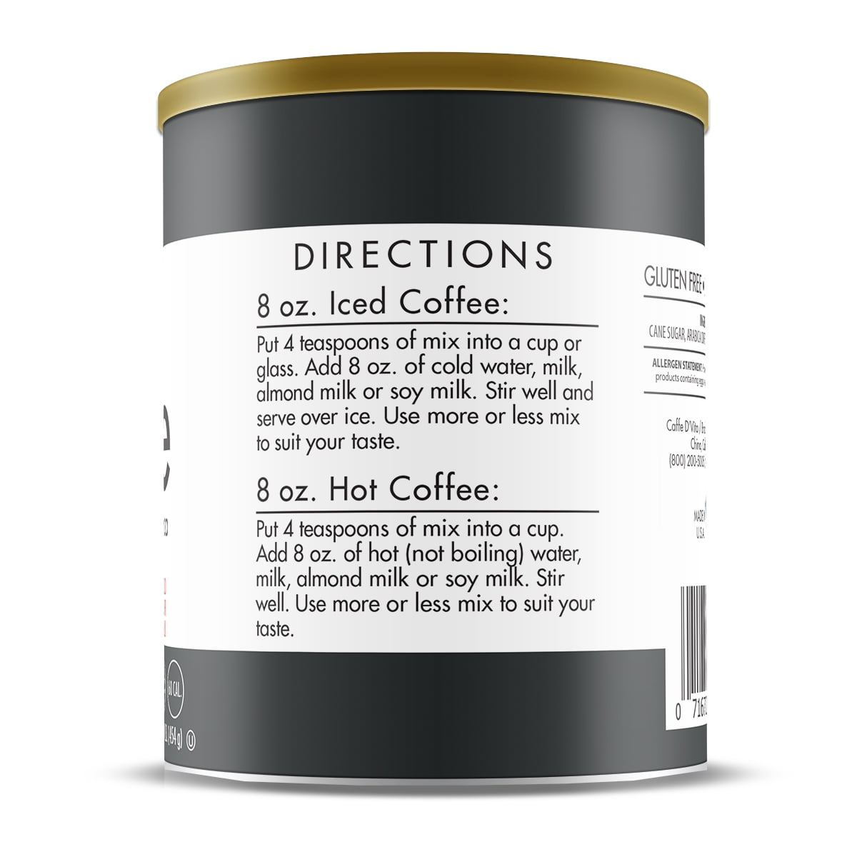 (6 Pack) Caffe D'Vita Simply Iced Coffee - Coffee, 16 oz Canister