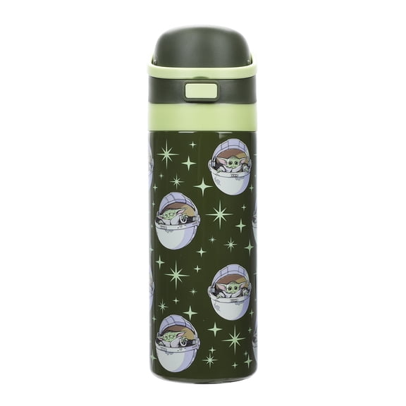 The Mandalorian and Grogu 24 Oz. Stainless Steel Tumbler With Flip-Top Lid