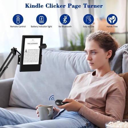 RF Remote Control Page Turner for Kindle Paperwhite Oasis Scribe ,Clicker Page Turner Kindle Accessories for iPhone,iPad, Android Tablets Reading Novels,Camera Video Record&Shutter Selfie