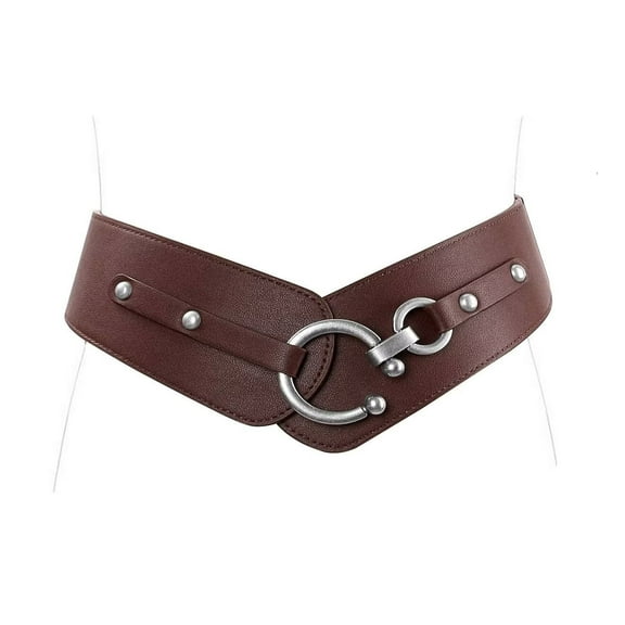 JASGOOD Women Wide Elastic Thick Belt Fashion Vintage Stretch Leather Waist Belt for Dress