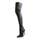thumbnail image 1 of Botas altas hasta el muslo de cuero PU para actividades al aire libre, botas altas cómodas más cálidas, botas hasta la para mujer a la moda de negro, 1 of 8