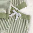 thumbnail image 4 of HFHAPW Baby Boy Toddler Fall Outfit Striped Sweatshirt Toddler Boy Winter Waffle Clothes 3 6 12 18 Months 2 3 4 5 6 7 8 9 T Pant Set(Light Green,12-18 M), 4 of 5