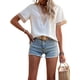 thumbnail image 5 of SAYOO Tops sueltos para mujer, manga corta, cuello en V, informal, fiesta, club, primavera, verano, patchwork SAYOO  Casual, 5 of 7