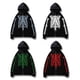thumbnail image 5 of Sudadera con capucha y cremallera con diamantes de imitación para mujer y hombre, chaqueta gótica con estampado de esqueleto brillante, abrigo de manga larga de gran tamaño, 5 of 8