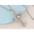 thumbnail image 3 of Silvery Gothic Religious Cross Pendant Necklace with Clear Crystal Rhinestones, Silver with Abstract Crystal, 3 of 5