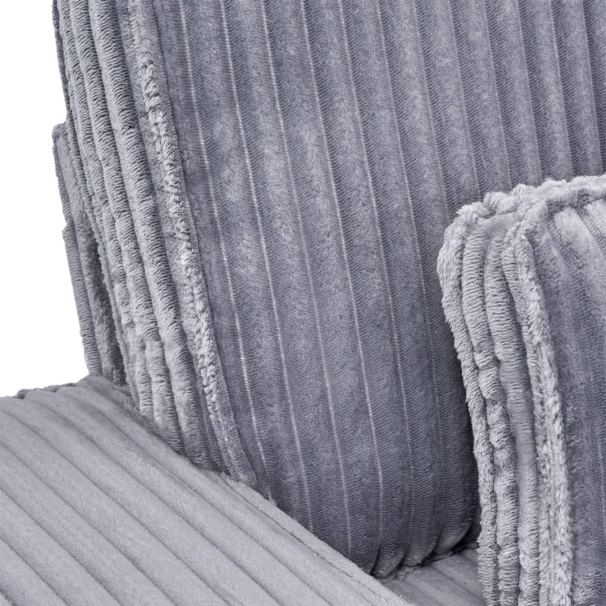 Aukfa 3 Piece Sofa Set - 43.5" Oversized Armchair Couch w/ Cup Holders&Pillows, Solid Wood Legs, Gray