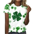 thumbnail image 2 of Meichang T-Shirts de la Saint-Patrick pour Femmes Trèfle à Quatre Feuilles Imprimé Tee Tops Manches Courtes Col Rond Décontracté Coupe Ample Hauts de Vacances Cadeaux de la Saint-Patrick pour Femmes, 2 of 4