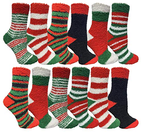 SOCKS'NBULK - SOCKS'NBULK Christmas Socks, Colorful Patterns and Stripes, , Holiday Slipper Sock 