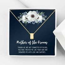 Gift for Mother of the Groom, Mother's Day Gift for Mother in Law, Gift for Her, Gold Cube Mother's Day Gift, Jewelry for Mom, Card Necklace Jewelry for Mom [Gold, No-Personalized Card]
