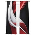 thumbnail image 2 of Abstract Stitching Sheer Curtains 108 Inches Long 2 Panels Gary Black Red Water Ripple Light Filtering Semi Sheer Window Curtains Drapes for Bedroom Living Room 52"x108", 2 of 7