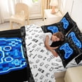 thumbnail image 4 of jejeloiu Video Gamer Gaming 7pcs Bedding Comforter Set,Modern Geometric Checkered Queen Bedding Sets For Kids Reversible, 4 of 7