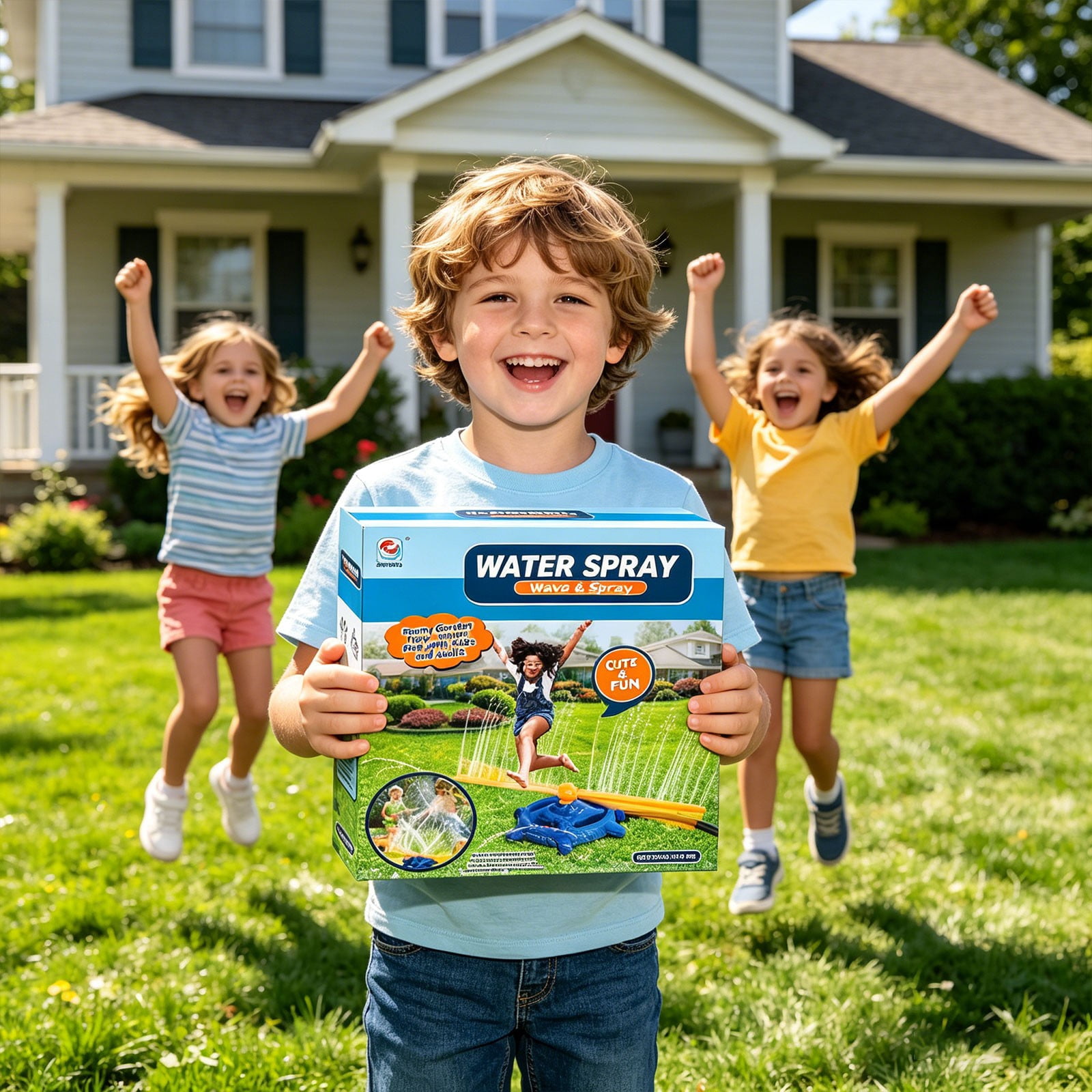RUIG 59" Windmill Water Sprinkler for Kids Summer Toys, 360° Spinning Splash Water Toy, Outdoor Backyard Games Summer Fun for Boys Girls Dogs & Garden Watering