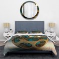 thumbnail image 3 of Designart "Turquoise and Gold Sphere of Infinity II" Abstract Fractal Bedding Covert Set - Modern Gold Abstract Bed Set With 2 Shams, 3 of 6