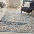 thumbnail image 6 of HomeRoots 545160 7 x 10 ft. Medallion Power Loom Distressed Traditional Rectangle Area Rug, Blue & Ivory, 6 of 11