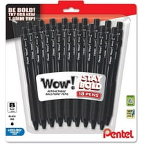 Pentel Wow! Retractable Ballpoint Pen, (1.4mm) Bold Line, Black Ink, 18-pk
