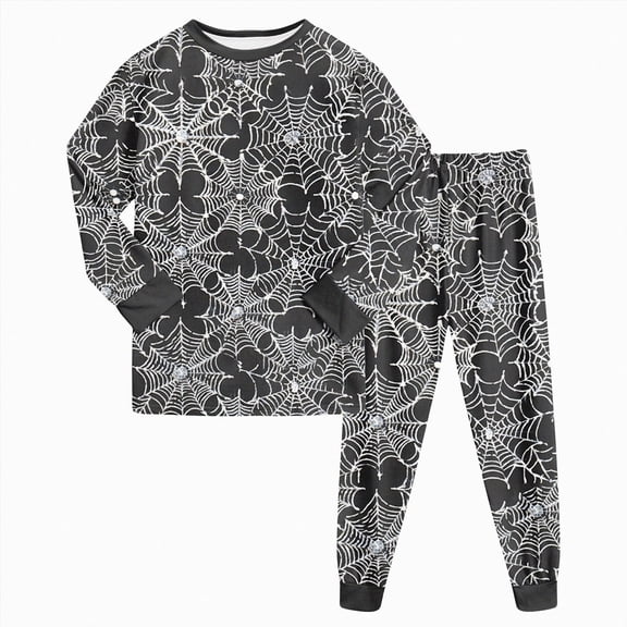 Kakishop Boys Girls Halloween Pajamas Cute Prints Long Sleeve Tops Pants Toddler Kids Fall Winter Soft Sleepwear (Grey,6-7 Years)