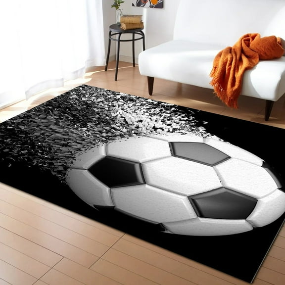 Coral velvet Soccer Balls Football Design Carpets for Living Room Large Home Living Room Floor Mat Rugs Room Decor Teenager