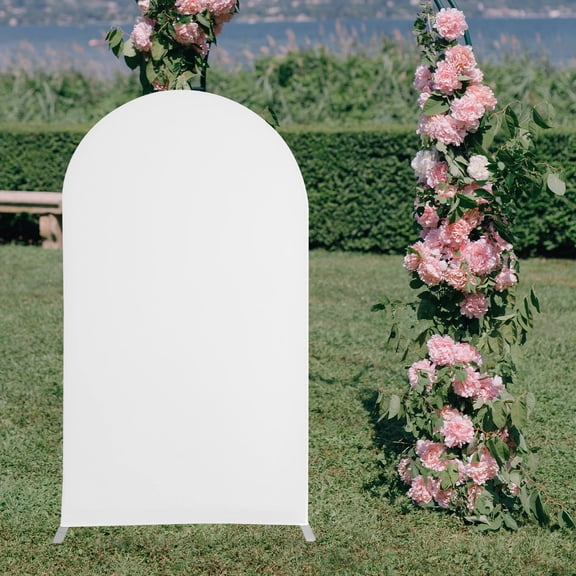 WEUVEB Elastic White Wedding Arch Stand Cover for Outdoor Wedding Decor and Ceremony Backdrop