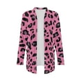 thumbnail image 6 of Garronmavis Women's Lightweight Cardigan Sweater Cover Up for Beach Long Sleeve Long Cardigan Knit Jacket Y2K Loose Leopard Patch Pink, 6 of 6