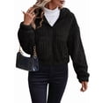 thumbnail image 3 of Women'S Fleece Jacket Women Full Zip Long Sleeve Hooded Coat Outerwear with Pockets Black S, 3 of 8