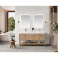 thumbnail image 3 of Vinnova Alistair 60" White Grain Stone Top Double Vanity with Mirror in Oak, 3 of 17