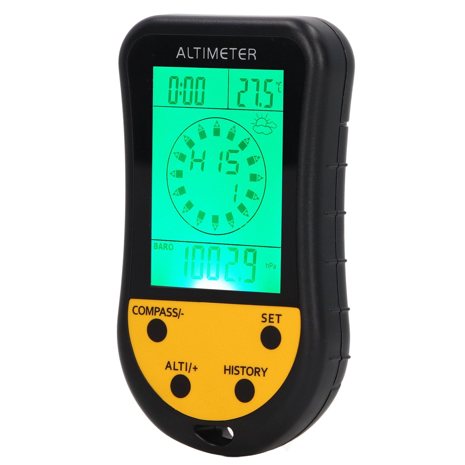 Digital Altimeter, Azimuth Sensing Digital Altimeter Thermometer Portable LCD Display 8 In 1