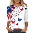 thumbnail image 2 of TARIENDY Womens 4th of July Shirt 3/4 Length Sleeve Red White Blue Graphic Tees Plus Size 250 Years Patriotic Blouses White XL, 2 of 5
