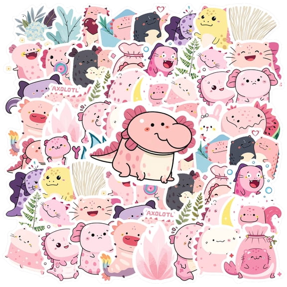 35pcs-50pcs Adorable Axolotl Stickers Fantasy Animal Graffiti Decals Kawaii for Luggage Phone Suitcase