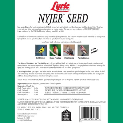 Lyric Nyjer Wild Bird Seed - Finch Food - 10 lb. Bag