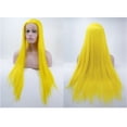 thumbnail image 3 of Unique Bargains Lace Front Wigs for Women 24" Yellow Long Straight Hair with Wig Cap, 3 of 8