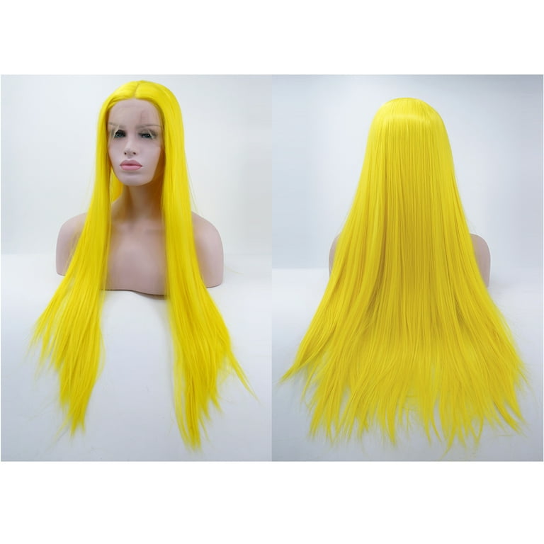 Yellow outlet realitystar lace front long wig