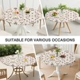 thumbnail image 7 of Round Tablecloth with Elastic Hem and Subtle Floral Motif, Water-Resistant Polyester Fabric Fits 44-52 Inch Round Tables for Outdoor Use, 7 of 7